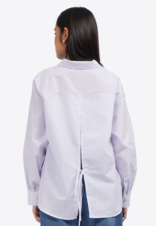Split Tie Back Long Sleeve Shirt Grey