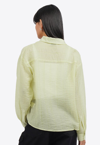 Textured Long Sleeve Sheer Shirt