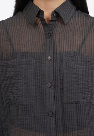 Textured Long Sleeve Sheer Shirt