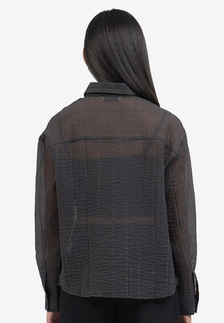 Textured Long Sleeve Sheer Shirt
