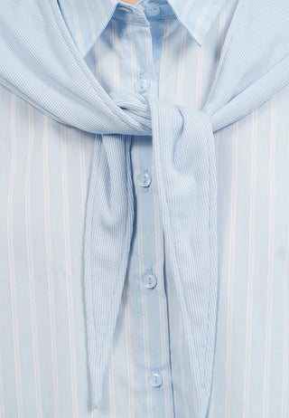 Hi-Lo Long Sleeve Shirt with Knit Details