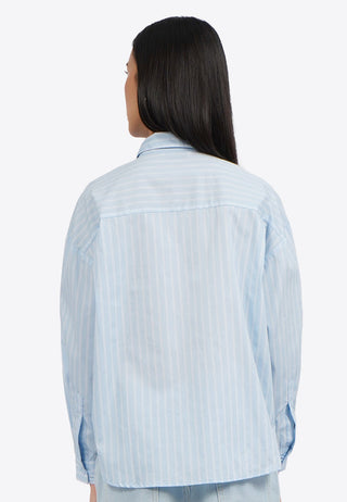 Hi-Lo Long Sleeve Shirt with Knit Details