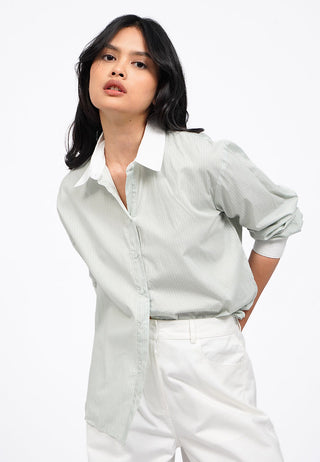 Contrast Collar Long Sleeve Shirt