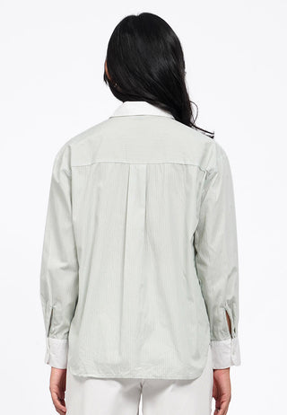 Contrast Collar Long Sleeve Shirt