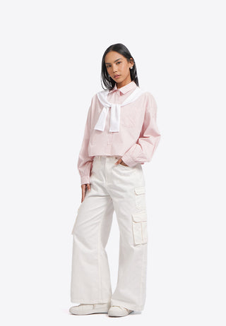 Contrast Shawl Long Sleeve Shirt