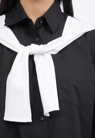 Contrast Shawl Long Sleeve Shirt