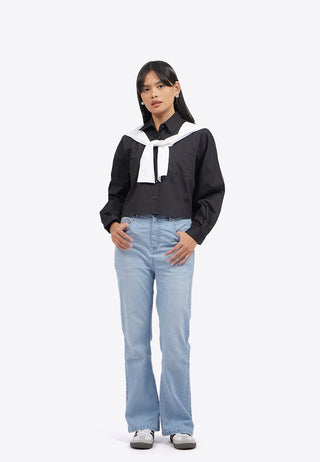 Contrast Shawl Long Sleeve Shirt