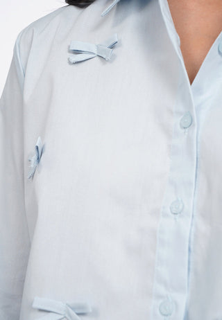 Bow Details Long Sleeve Crop Shirt