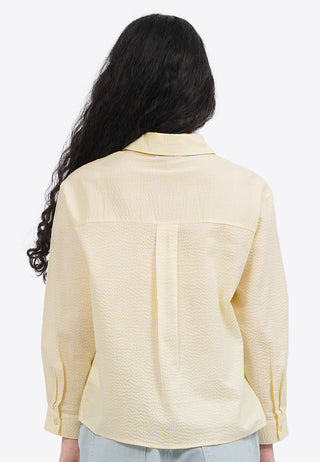 Textured Long Sleeve Stripes Blouse