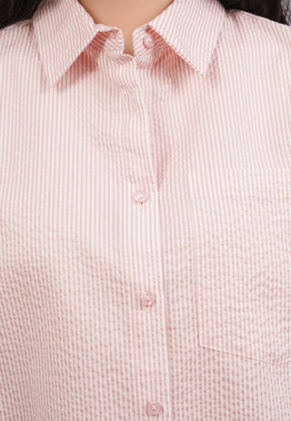 Textured Long Sleeve Stripes Blouse