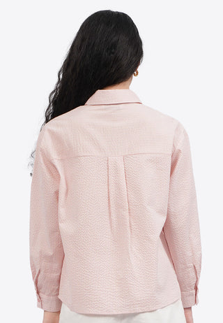 Textured Long Sleeve Stripes Blouse