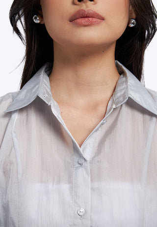 Cropped Long Sleeve Sheer Shirt