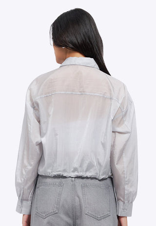 Cropped Long Sleeve Sheer Shirt