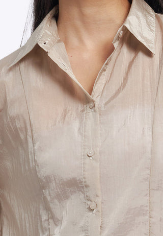 Cropped Long Sleeve Sheer Shirt