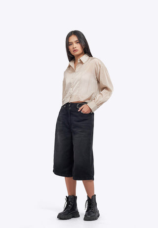 Cropped Long Sleeve Sheer Shirt