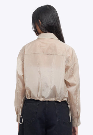 Cropped Long Sleeve Sheer Shirt