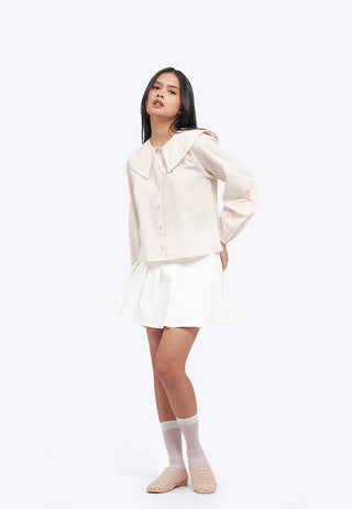 Peterpan Collar Textured Blouse