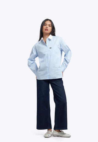 Logo Details Long Sleeve Stripes Shirt