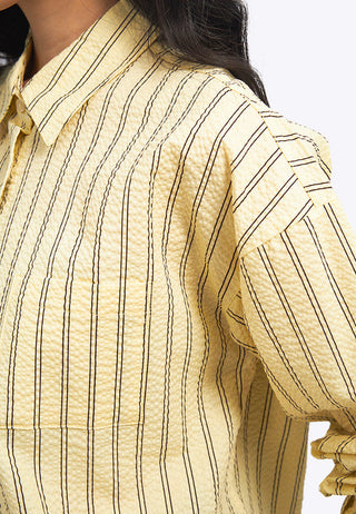Textured Long Sleeve Stripes Shirt