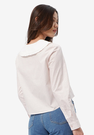 Wide Collar Long Sleeve Blouse