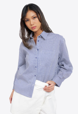 Textured Long Sleeve Stripe Shirt