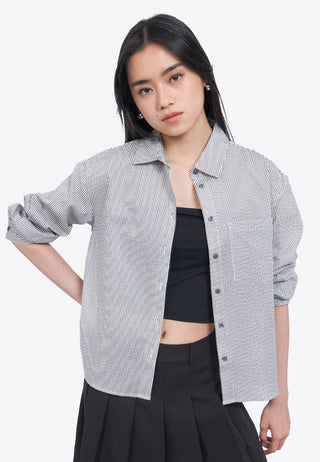 Textured Long Sleeve Stripe Shirt