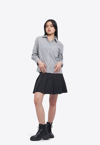 Textured Long Sleeve Stripe Shirt