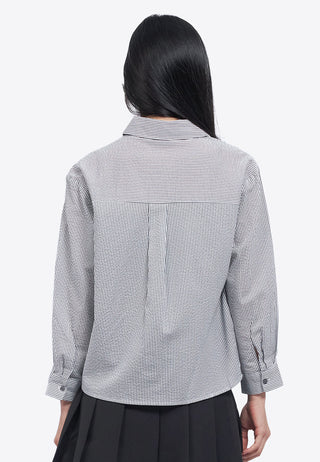 Textured Long Sleeve Stripe Shirt