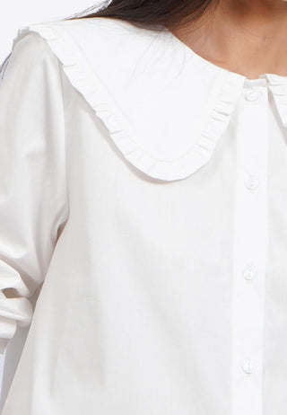 Wide Collar Long Sleeve Blouse