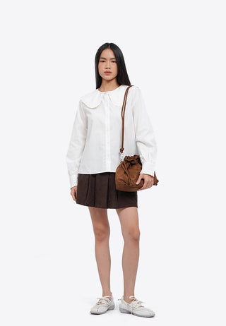 Wide Collar Long Sleeve Blouse
