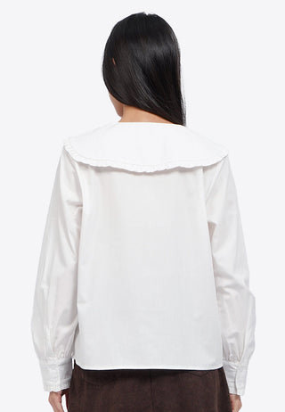 Wide Collar Long Sleeve Blouse