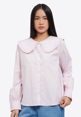 Wide Collar Long Sleeve Blouse