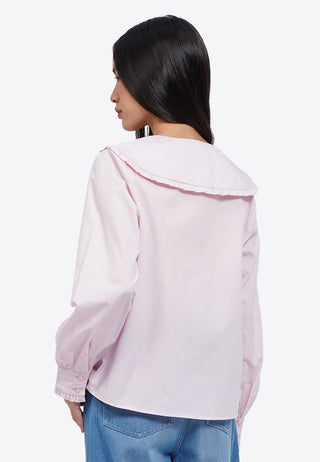 Wide Collar Long Sleeve Blouse