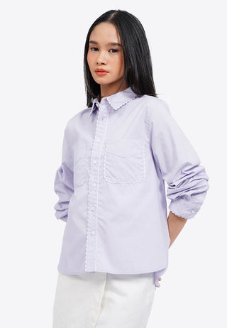 Ricrac Details Long Sleeve Blouse