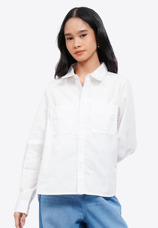 Ricrac Details Long Sleeve Blouse