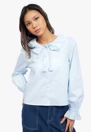 Long Sleeve Blouse with Frill Collar