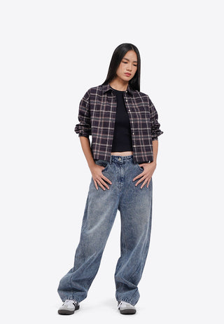 Printed Long Sleeve Boxy Shirt