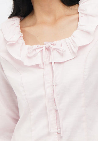 Frill Neck Details Long Sleeve Blouse