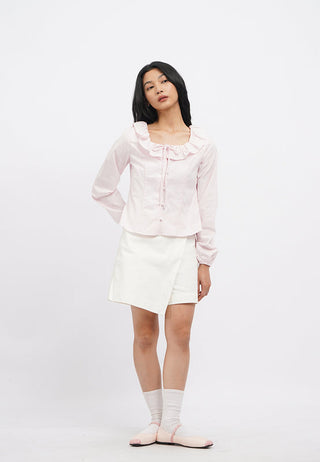 Frill Neck Details Long Sleeve Blouse