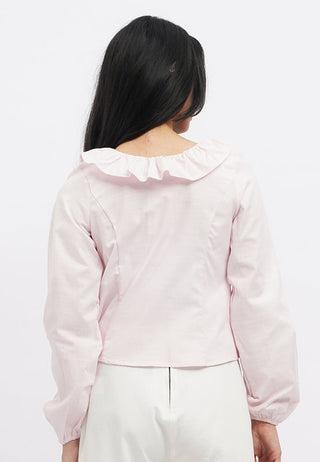 Frill Neck Details Long Sleeve Blouse