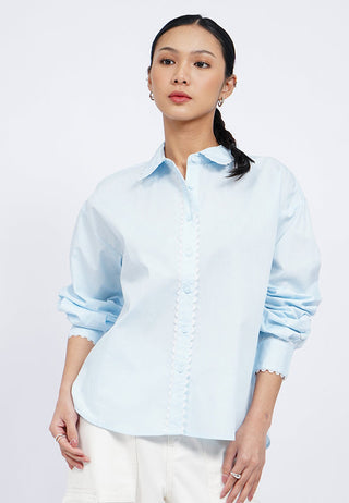 Long Sleeve Shirt with Scallop Trim