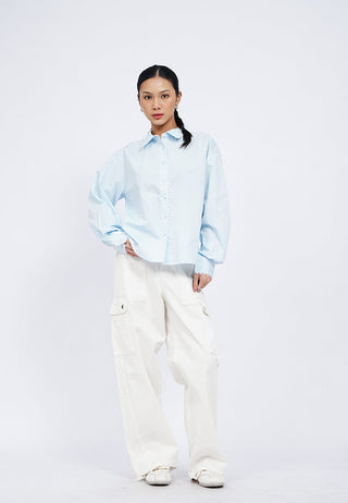 Long Sleeve Shirt with Scallop Trim