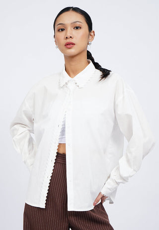 Long Sleeve Shirt with Scallop Trim