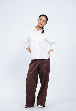 Long Sleeve Shirt with Scallop Trim