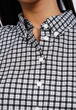 Long Sleeve Checks Crop Shirt