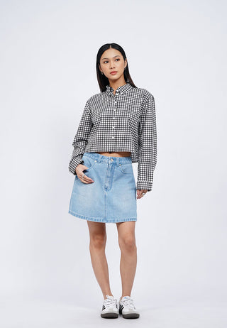 Long Sleeve Checks Crop Shirt