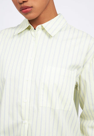 Double Layered Hem Stripes Shirt