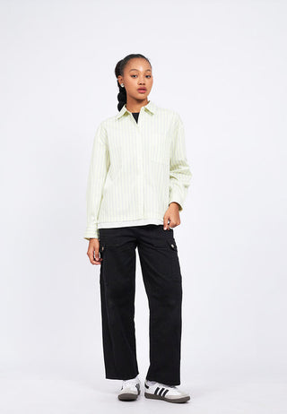 Double Layered Hem Stripes Shirt