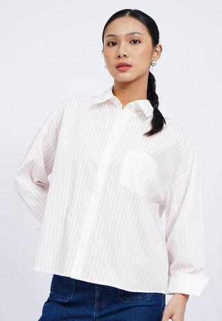 Contrast Cuff Stripes Shirt