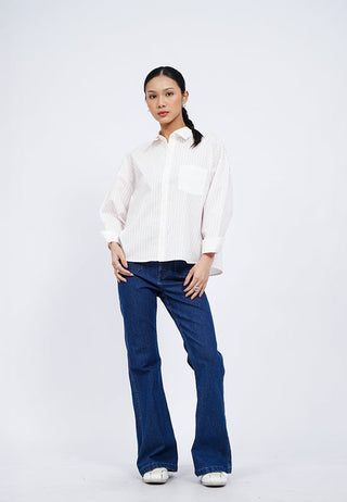 Contrast Cuff Stripes Shirt